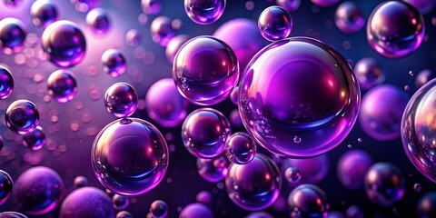 Abstract Violet Purple Bubbles Background: Large and Small Spheres Floating in Deep Hue