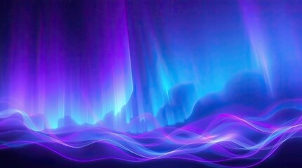 Vibrant Purple and Blue Aurora Borealis Abstract Art