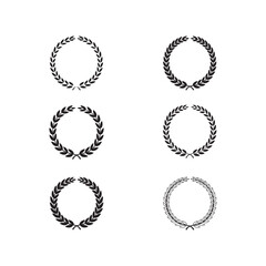laurel leaf floral wreath logo icons set vector flat design