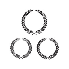 laurel leaf floral wreath logo icons set vector flat design
