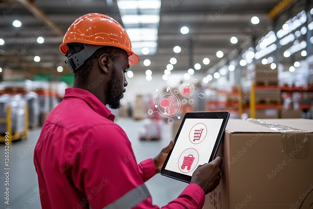 Poster internet of things, smart logistics, warehouse management software, export order package shipment, s