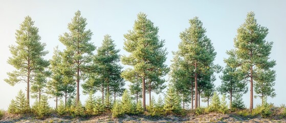 Obraz premium Pine Trees Forest Landscape Background