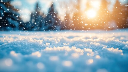 Snowy field sunset winter wonderland background (1)