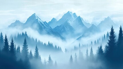 A mountain mist background with soft atmospheric depth and neutral colors.