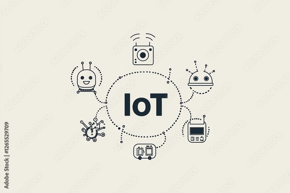 Aufkleber a transparent background and digital png illustration of iot text and icons