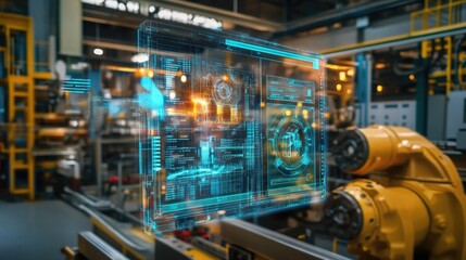 Fototapeta premium A real-time AI-powered industrial monitoring system with holographic elements.