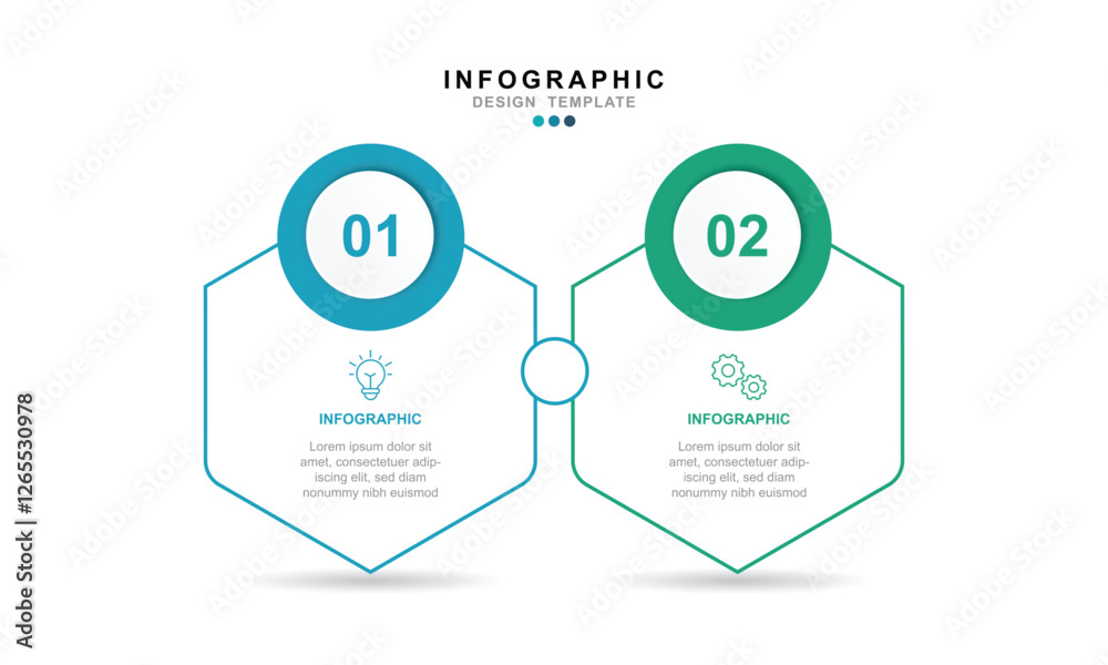 Poster Thin line infographics design template with icons and 2 options or steps.