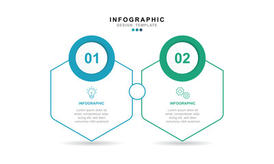 Thin line infographics design template with icons and 2 options or steps.