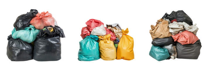 Waste management solutions on a transparent background urban setting