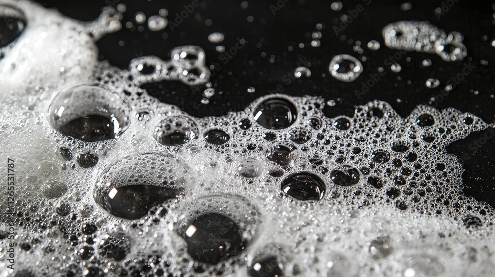 Poster a black backdrop backs up soap foam and lather