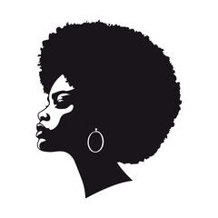 Black afro woman silhouette vector illustration