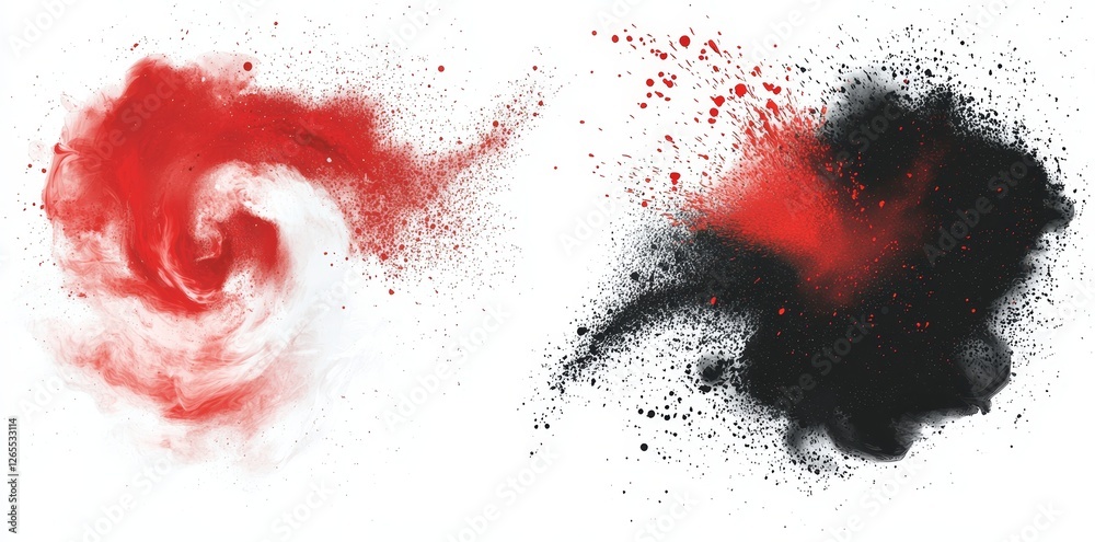 Aufkleber The overlay of swirling particles on a transparent and black background is an abstract red ring particle effect.