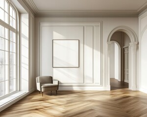 Fototapeta premium A poster frame mockup on a beautiful living room background