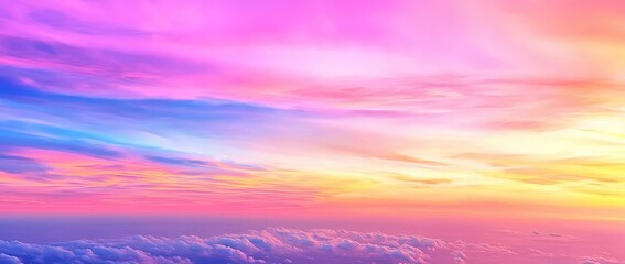 Obraz premium Stunning blue, orange, and yellow hues combine in a vibrant sunset sky