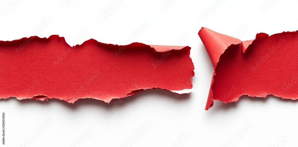 Poster the image is composed of a torn piece of red cardboard paper isolated on a transparent or white back