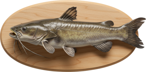 Catfish Mounted on a Wooden Plaque Display, Isolated Transparent png