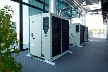 Charming modern HVAC units cooling a stylish urban space