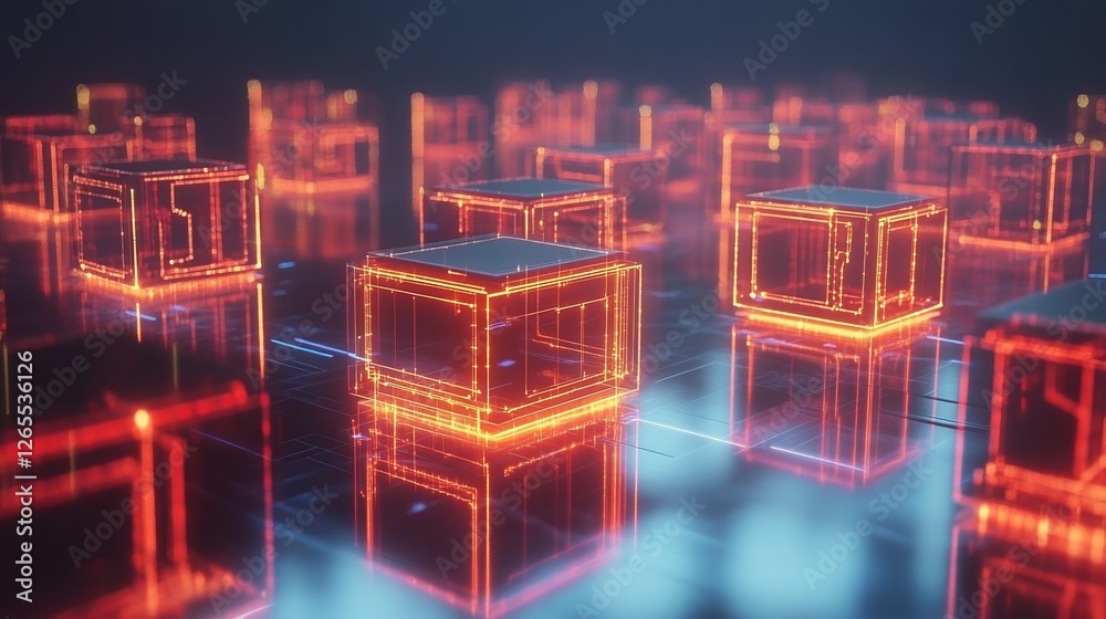 Wall mural glowing digital symbols in abstract form, representing the essence of modern coding and technology.