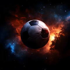 Fototapeta premium photo realistic soccer ball as a planet in space 