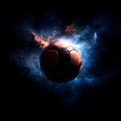 Fototapeta premium photo realistic soccer ball as a planet in space 