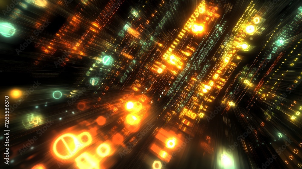 Wall mural glowing digital symbols in abstract form, representing the essence of modern coding and technology.