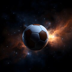 Fototapeta premium photo realistic soccer ball as a planet in space 