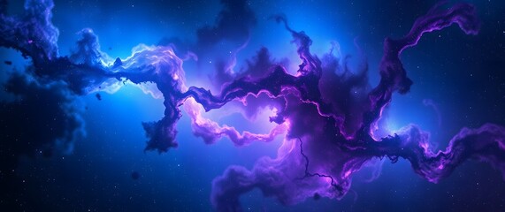 A detailed space wallpaper featuring a nebula in vibrant blues purples and pinks, rendered in a hyperrealistic style with a focus on intricate details and a wide cinematic aspect r.