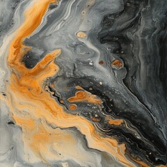 Obraz premium Abstract painting features flowing shades of gray and gold