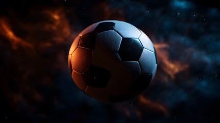Naklejka premium photo realistic soccer ball as a planet in space 