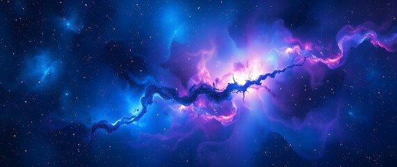 A detailed digital painting of a nebula, vibrant blues and purples swirling with stardust, stars scattered across the canvas, creating a cosmic wallpaper design with a high-resolut.