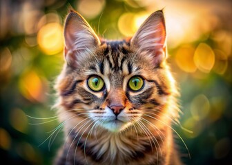 Fototapeta premium Adorable Kitten Close-Up Portrait, Soft Focus, Fluffy Fur, Pet Photography
