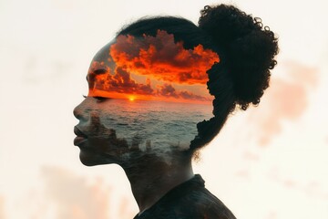 Mental State and Freedom: African American Woman Silhouette Representing Black Lives Matter Movement