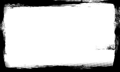 black ink brush painting blank space frame border picture grunge graphic element