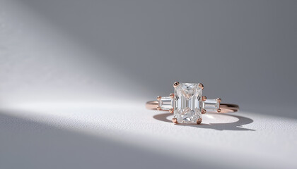 Elegant diamond ring on simple background - proposal ready