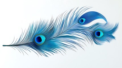 Obraz premium Vibrant Blue Peacock Feather: Digital Illustration on a Light Background AI Generated