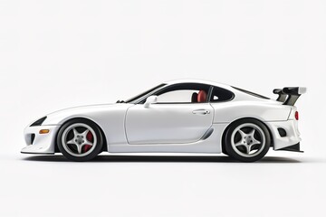 White Sports Car Side View