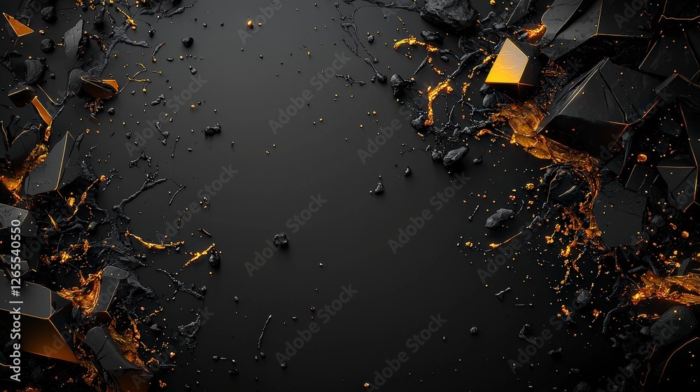 Poster dynamic geometric design in monochrome with fiery accents digital art abstract high contrast