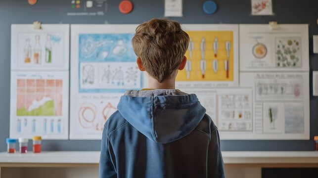 Students explore interactive science fair projects at a school exhibition showcasing various experiments and displays