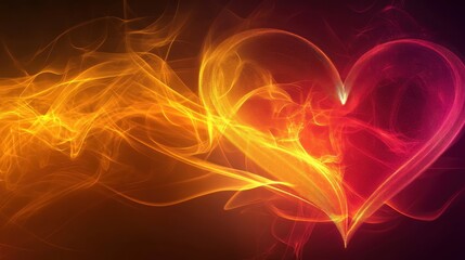 Vibrant Heart with Colorful Light Trails