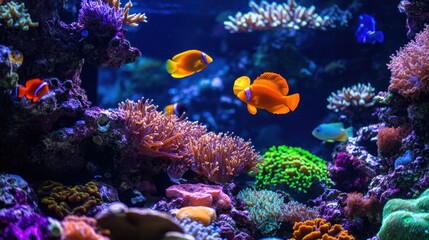 Vibrant coral reef aquarium