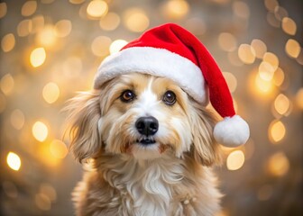 Adorable Puppy in Santa Hat - Festive Holiday Dog Photo