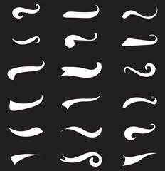 Set of Swoosh vector. Hand drawn swoosh elements, and swoop underline typography tails shape in flat styles. Set of ribbons. 1176