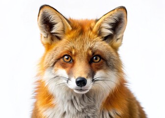 Obraz premium Adorable Red Fox Isolated on White Background - Wildlife Stock Photo