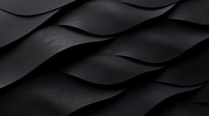 Obraz premium Abstract black surface with flowing waves creating a dynamic texture suitable for backgrounds and design elements in creative projects and presentations