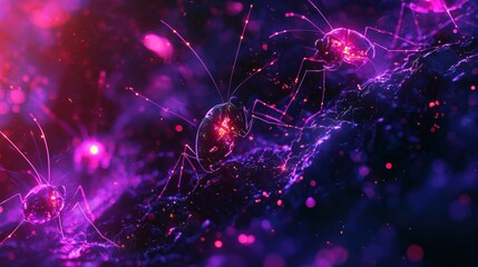 Cybernetic Insects Forming a Network of Glowing Neural Connections