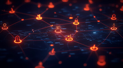 High-Tech Network Diagram with Devices Connected