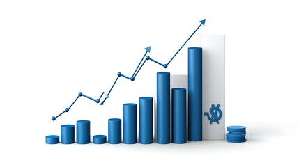 Upward Trending Financial Growth: 3D Rendered Bar Graph Illustration AI Generated