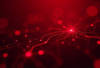 Red digital circuit board with glowing lines and data connections. Ideal for technology and digital network themes. Generated with AI