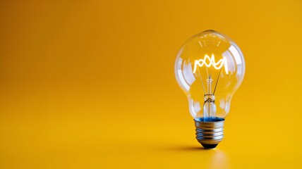 A glowing light bulb against a vibrant yellow background, symbolizing creativity and innovation.