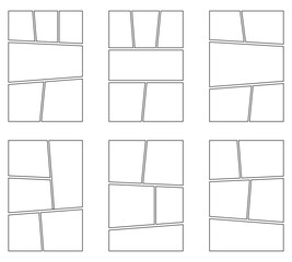 漫画のコマ割りイラストセット